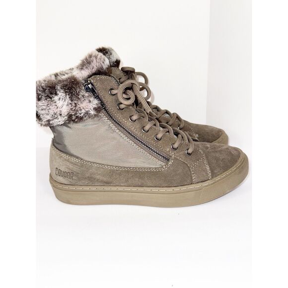 Cougar Dubliner Winter Platform Sneaker Boot Faux Fur Suede Taupe Zip Lace 37/7 - Picture 9 of 16
